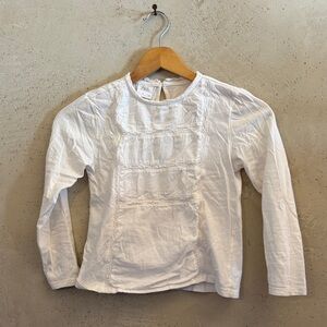 Zara girls white cotton hardly worn White Embroidered Long-Sleeve Girls boho Top
